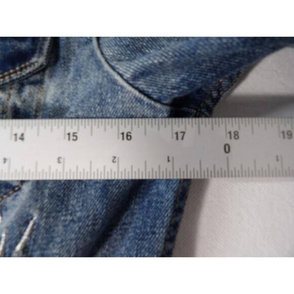 Pistola Small Denim Jean Jacket Firework Sequins Starburst 90s Y2K Art to Wear - Picture 10 of 16